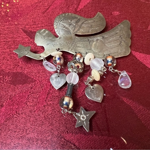 Angel Brooch Broach Charm Pin 2.5" Unique Christmas Decor Charm Dangles Holiday - Picture 1 of 5